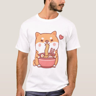 Cute Shiba Inu Dog Loves Eating Japanese Ramen Noo T-Shirt