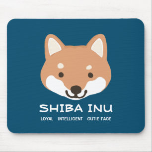 Cute Shiba Inu Dog   Loyal Intelligent Cutie Face Mouse Pad