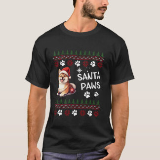 Cute Shiba Inu Dog Ugly Christmas Santa Paws T-Shirt