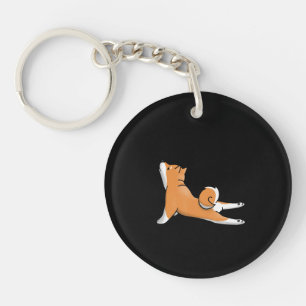 Cute shiba inu dog   yoga pose   birthday gift keychain