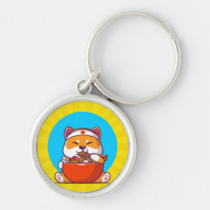 Cute Shiba Inu Eating Ramen Noodle Cartoon Keychain