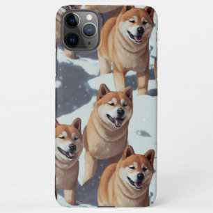 Cute Shiba Inu Enchanted Winter Snow Garden Drawin iPhone 11Pro Max Case