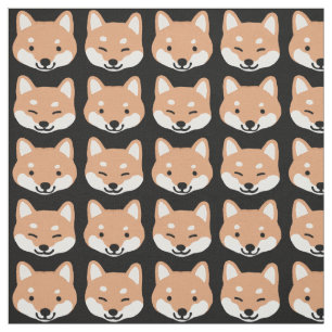 Cute Shiba Inu Faces Pattern Fabric