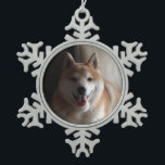 Cute Shiba Inu-Geiso 2 Snowflake Pewter Christmas Ornament<br><div class="desc">Name -Geiso- shiva inn dog photo template</div>