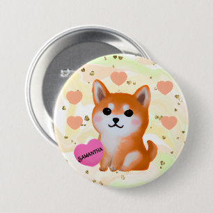Cute Shiba Inu Hearts For Dog Lover 3 Inch Round Button