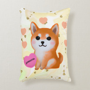 Cute Shiba Inu Hearts For Dog Lover Accent Pillow