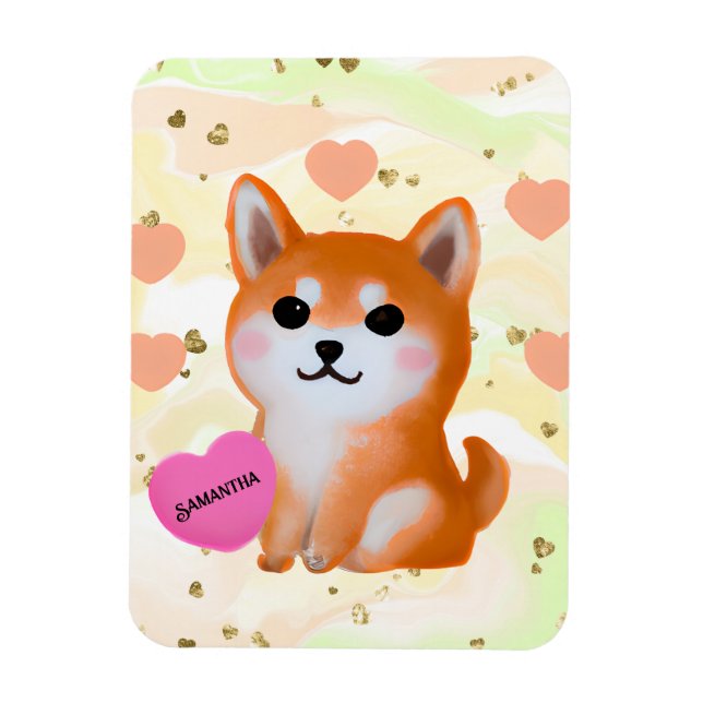 Cute Shiba Inu Hearts | For Dog Lover Magnet (Vertical)