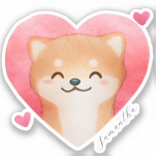 Cute Shiba Inu in a Heart
