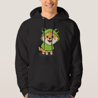 Cute Shiba Inu In Frog Costume Dog In Frog Costume Hoodie