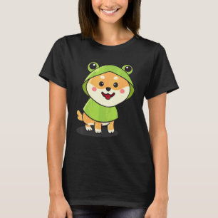 Cute Shiba Inu In Frog Costume Dog In Frog Costume T-Shirt
