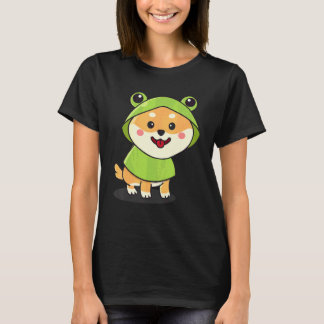 Cute Shiba Inu In Frog Costume Dog In Frog Costume T-Shirt