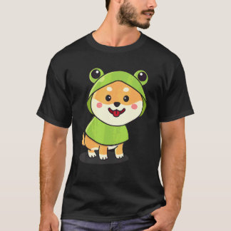 Cute Shiba Inu In Frog Costume Dog In Frog Costume T-Shirt