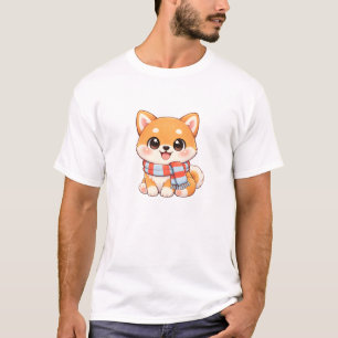 Cute Shiba Inu in Scarf T-Shirt   Winter Kawaii 