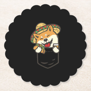 Cute shiba inu Pocket mexico dog present Paper Coaster