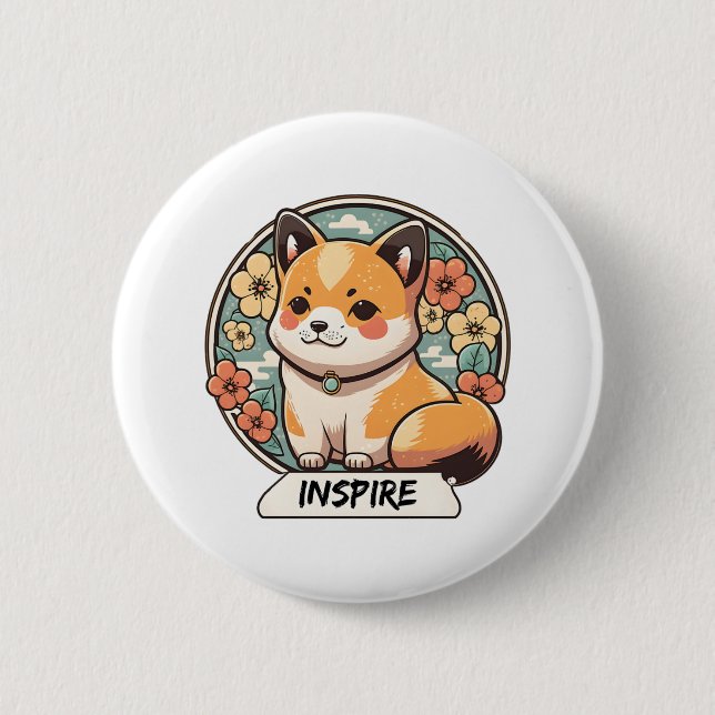 Cute Shiba Inu Pup  2 Inch Round Button (Front)