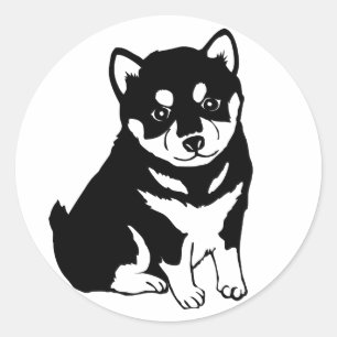 Cute Shiba Inu Puppy Art Classic Round Sticker