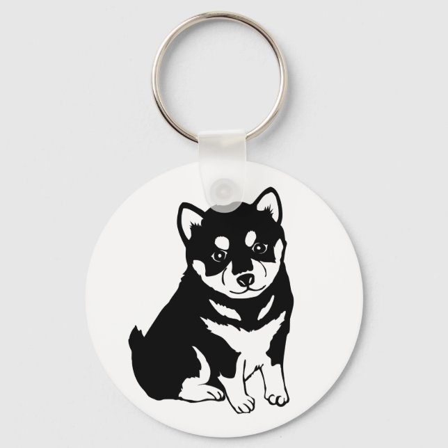 Cute Shiba Inu Puppy Art Keychain (Front)