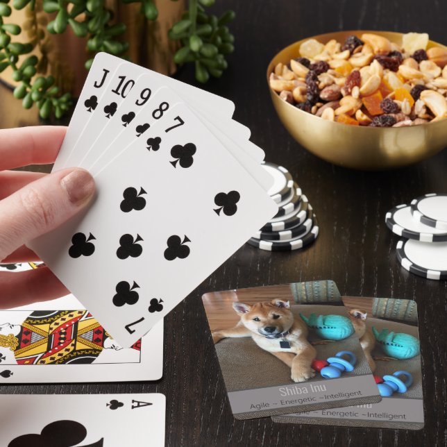 Cute Shiba Inu Puppy Dog Custom Photo Playing Cards (In Situ)