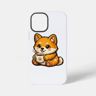 Cute Shiba Inu with Coffee – Cozy Dog Illustration iPhone 12 Mini Case