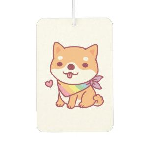 Cute Shiba Inu With Rainbow Pet Bandana Air Freshener