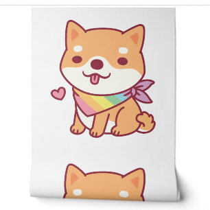 Cute Shiba Inu With Rainbow Pet Bandana Wallpaper