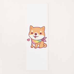 Cute Shiba Inu With Rainbow Pet Bandana Yoga Mat