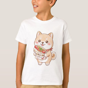 Cute Shiba Inu with Taiwan Sausage Wrap   Kawaii N T-Shirt