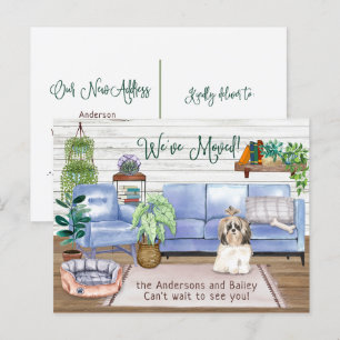 Cute Shih Tsu Cozy New Home Moving     Announcement Postcard