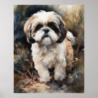 Cute Shih Tzu Dog Art Print Poster