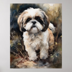 Cute Shih Tzu Dog Art Print Poster