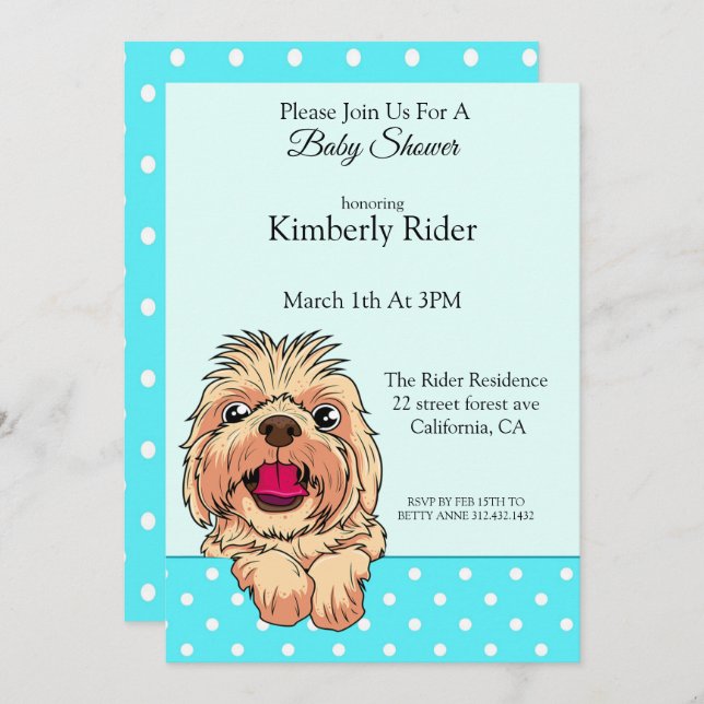 Cute Shih Tzu Dog Baby Shower invitation (Front/Back)