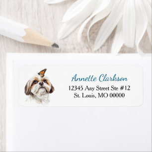 Cute Shih Tzu Dog Butterfly Wonder Return Address