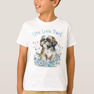 Cute Shih Tzu Dog Floral T-Shirt