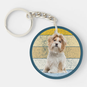 Cute Shih Tzu Dog Retro Background Keychain