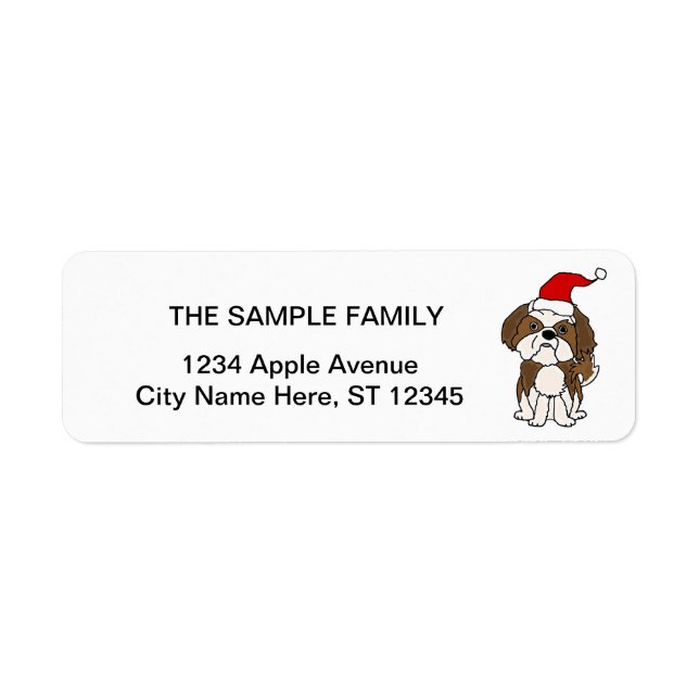 Cute Shih Tzu Dog wearing Santa hat Christmas Art (Front)