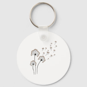 Cute Shih Tzu Flower Fly Dandelion Shirt Funny Dog Keychain