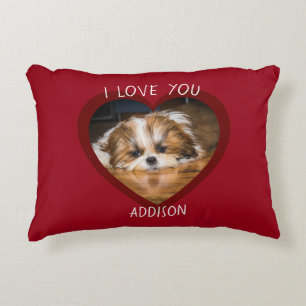 Cute shih tzu love Valentine heart photo Accent Pillow