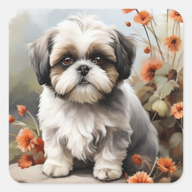 Cute Shih tzu puppy sticker (Front)