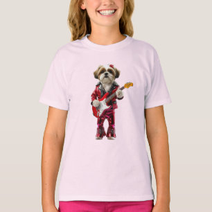 Cute Shih Tzu Rock Star Kids' T-Shirt