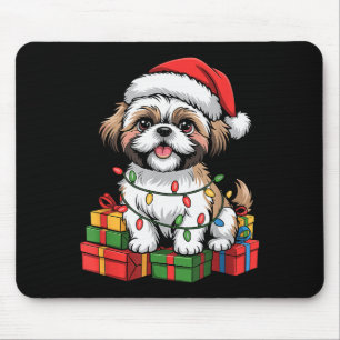 Cute Shih Tzu Santa Hat Christmas Xmas Dog Lovers Mouse Pad