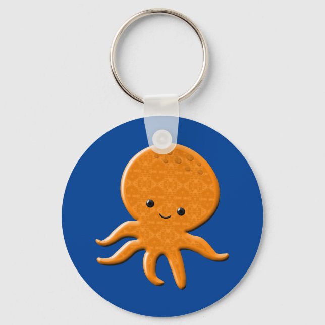 Cute Shiny Octopus Cartoon Keychain (Front)