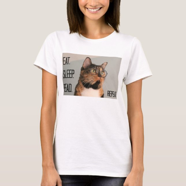 Cute Shirt for Cat Lover / Bookworm! (Front)