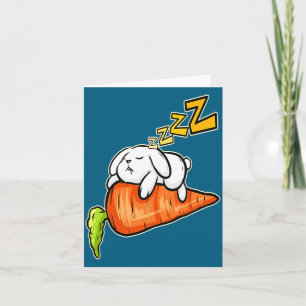 Cute Shirt Rabbit Sleeping Carrot Easter Card