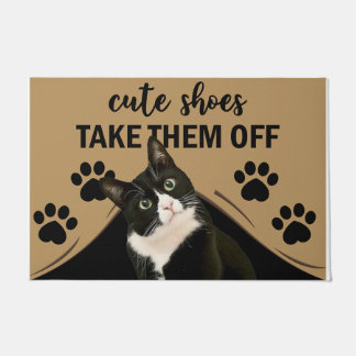 Cute Shoes Take Them Off , Funny Cat Doormat