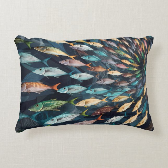 Cute shole of colorful fish accent pillow (Front)