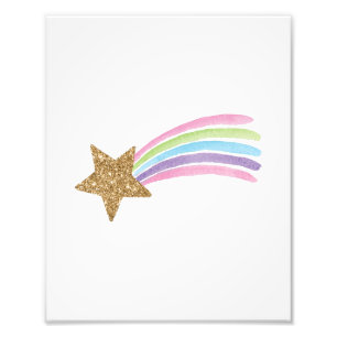Cute Shooting Star Gold Glitter Rainbow Baby Kids Photo Print