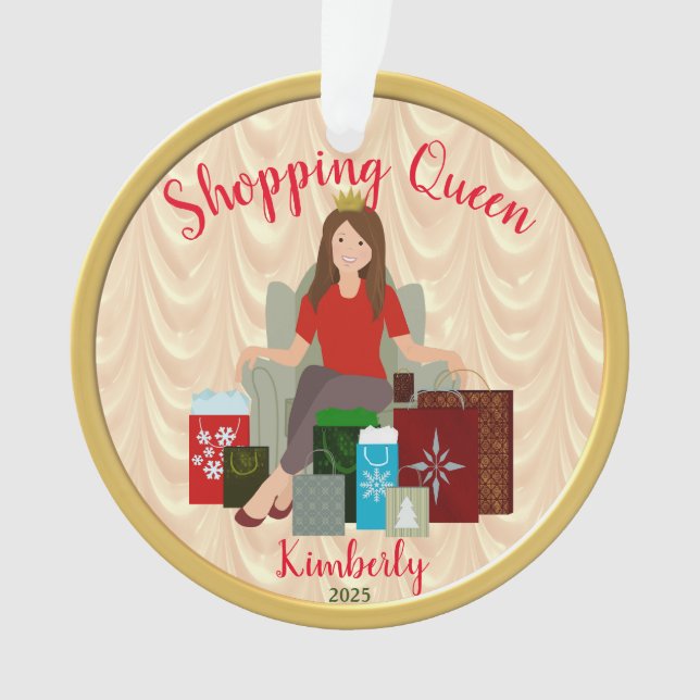 Cute Shopping Queen Acrylic Ornament (Front)