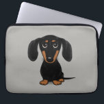 Cute Short Haired Black and Tan Dachshund Laptop Sleeve<br><div class="desc">Cute Cartoon Doxie</div>