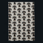 Cute Short Haired Black and Tan Dachshund Pattern Kitchen Towel<br><div class="desc">Wiener Dog Lover's Kitchen Towel</div>