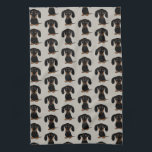 Cute Short Haired Black and Tan Dachshund Pattern Kitchen Towel<br><div class="desc">Wiener Dog Lover's Kitchen Towel</div>